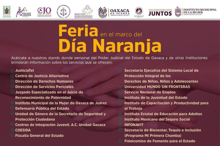 Municipio de Oaxaca de Juárez invita a la Feria del Día Naranja
